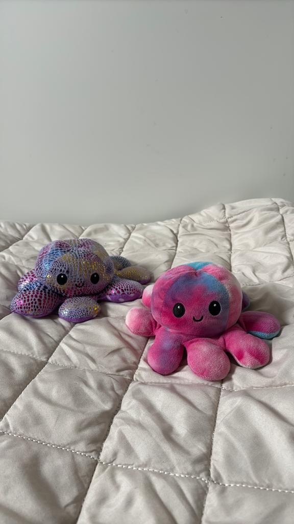 Omkeerbare knuffel octopus met blij en boos gezicht, Kinderen en Baby's, Speelgoed | Knuffels en Pluche, Ophalen, Overige typen