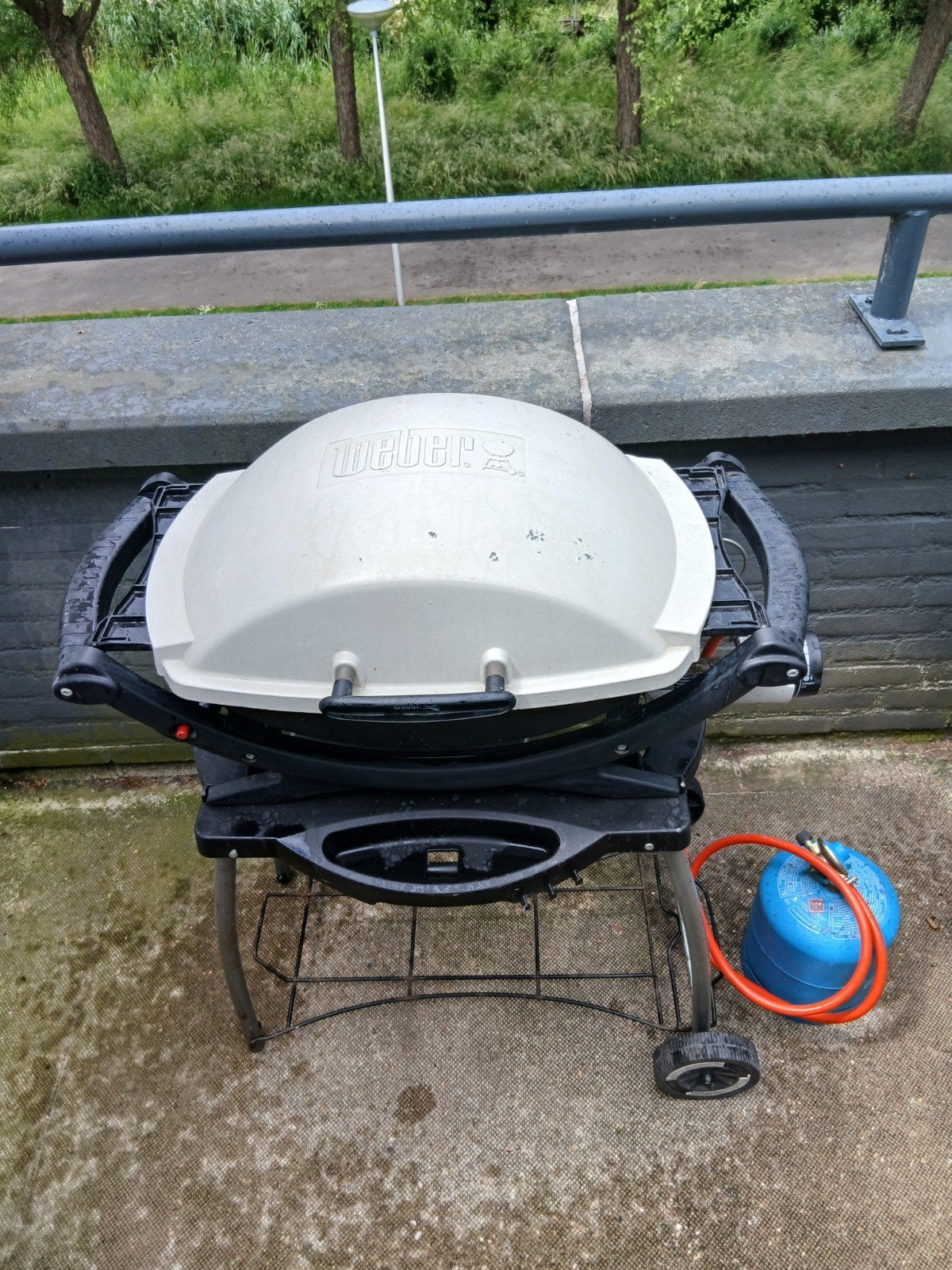 Weber Q200 gasbarbecue met onderstel en gasfles, Ophalen, Gebruikt, Weber