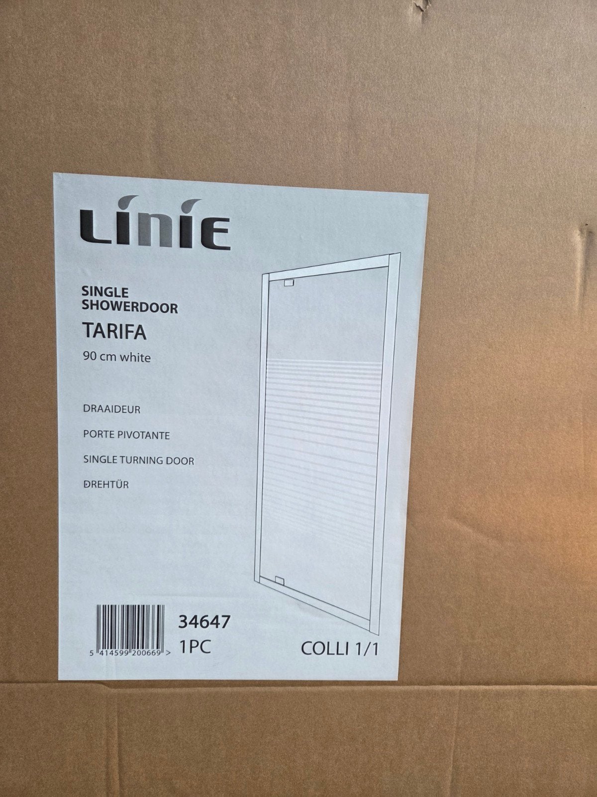 Nieuwe Línie Tarifa douchedeur 90 cm wit, Ophalen, Nieuw