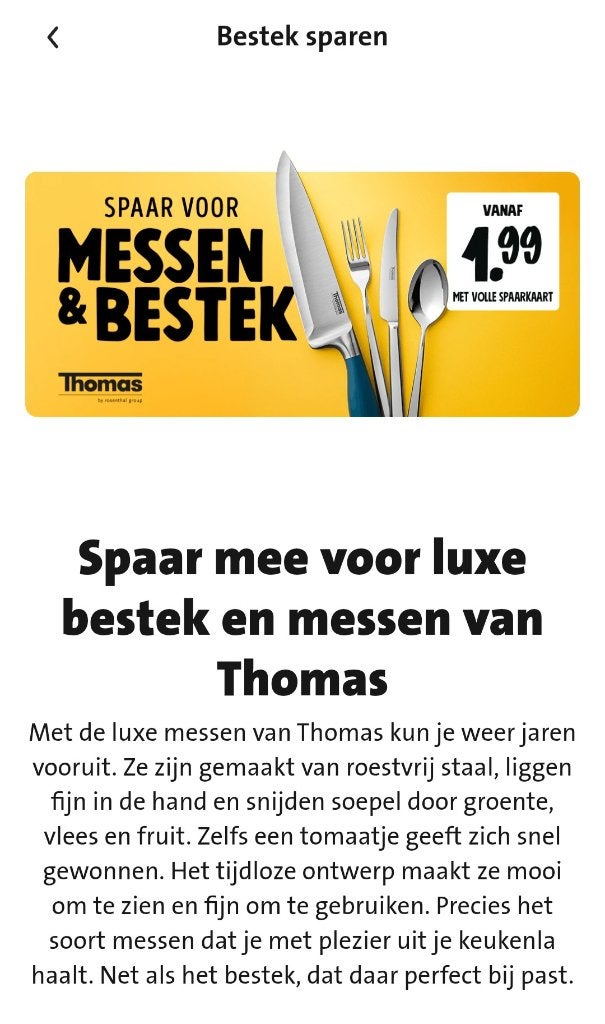 Gevraagd: spaarzegels messen en bestek spaaractie Jumbo, Jumbo, Ophalen of Verzenden