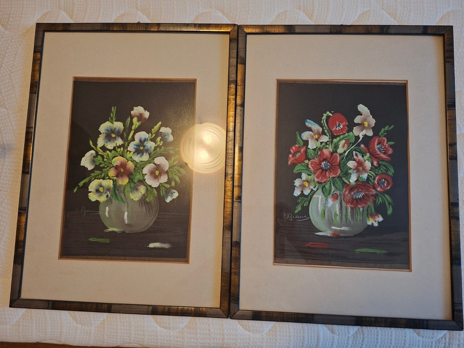 Set van 2 bloemstillevens in lijst, Ophalen