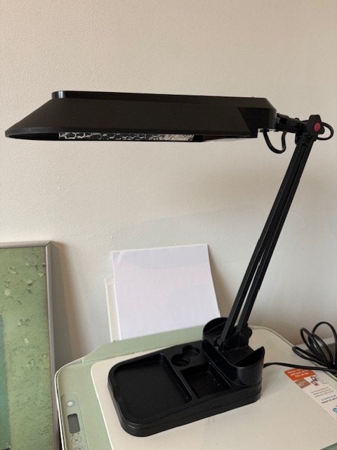 Bureaulamp met organiser, zwart, Huis en Inrichting, Lampen | Tafellampen, Ophalen of Verzenden, Gebruikt, Metaal