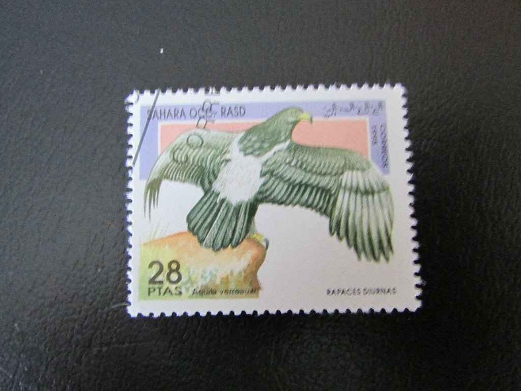 Postzegel Vogel: Zwarte Arend uit Sahara, Ophalen of Verzenden, Gestempeld, Dier of Natuur