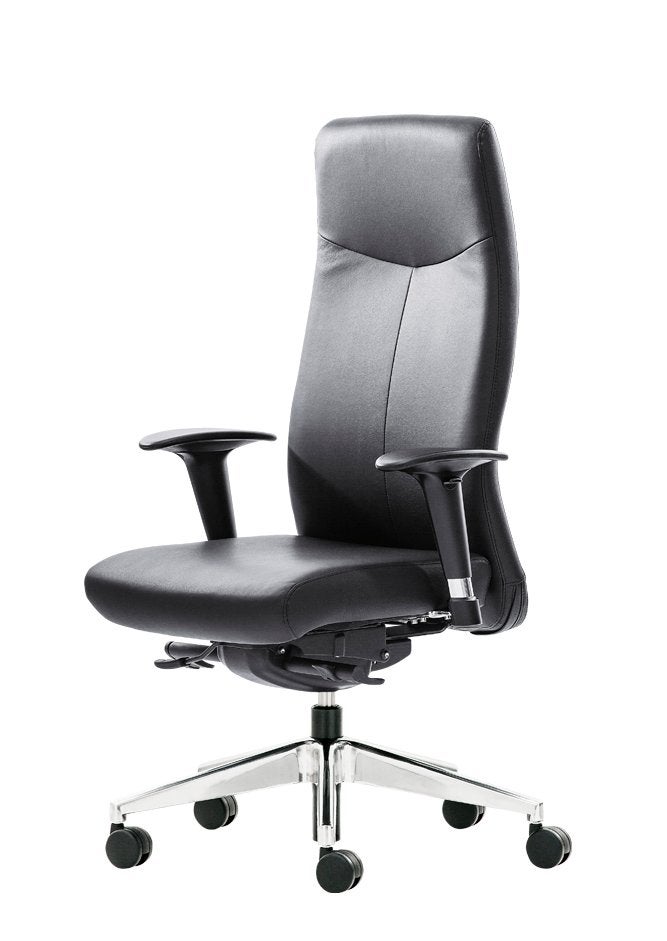 Rovo XL Manager Ergonomische Bureaustoel in het Zwart Leer !, Zwart, Nieuw, Ophalen of Verzenden, Bureaustoel
