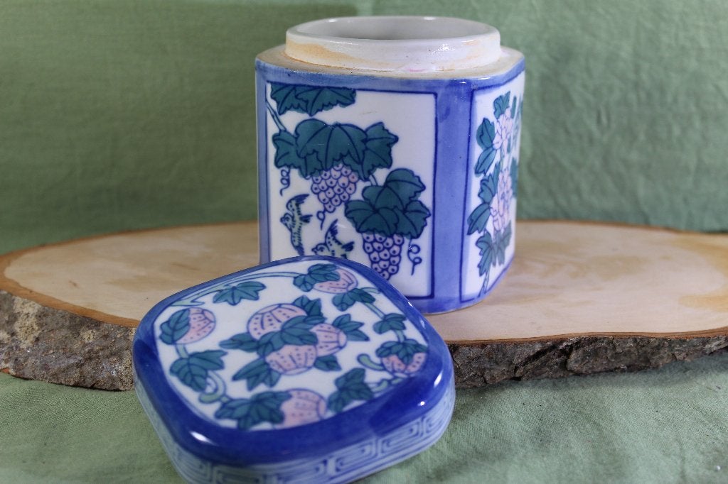 Chinese Porseleinen Theebus met Druiven en Bloemen, Ophalen of Verzenden