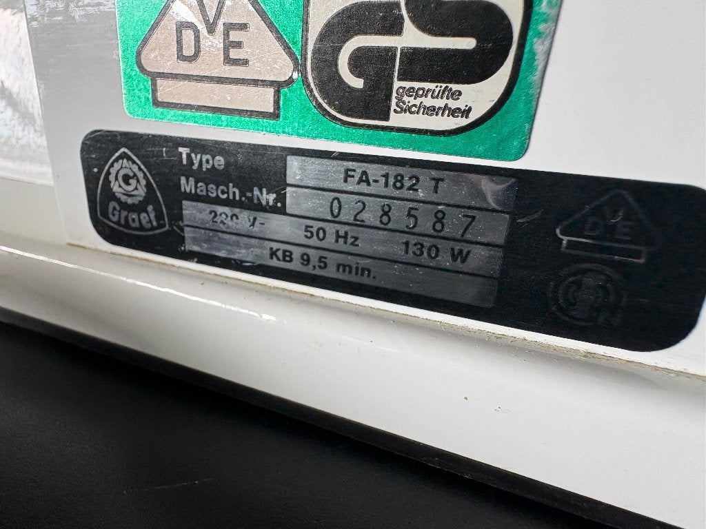Graef FA-182 T Snijmachine - Wit, Ophalen, Gebruikt, Metaal, Snijmachine