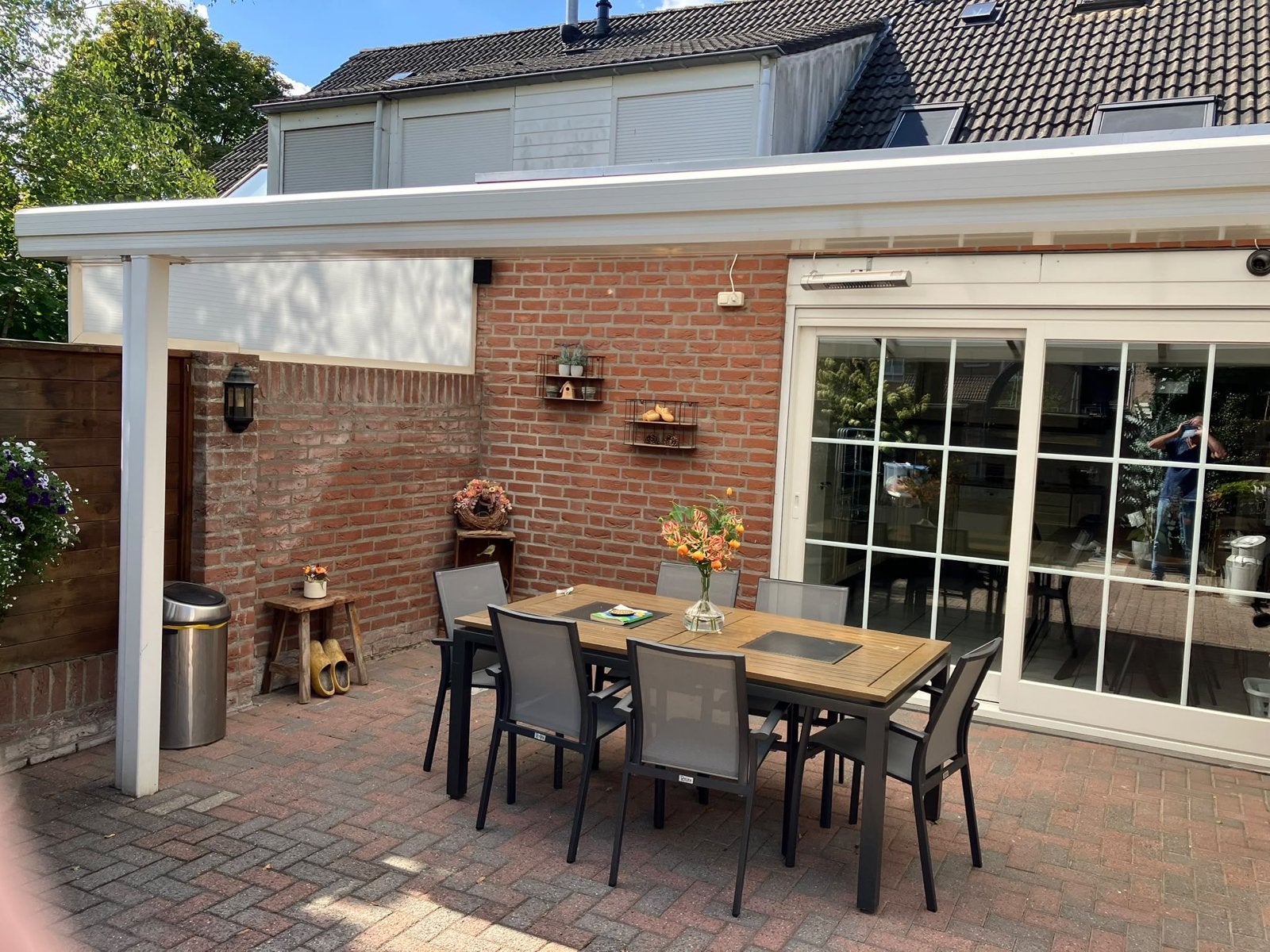 Aluminium overkapping met stalen staanders en Gumax ledspots, Tuin en Terras, Ophalen, Zo goed als nieuw, Veranda