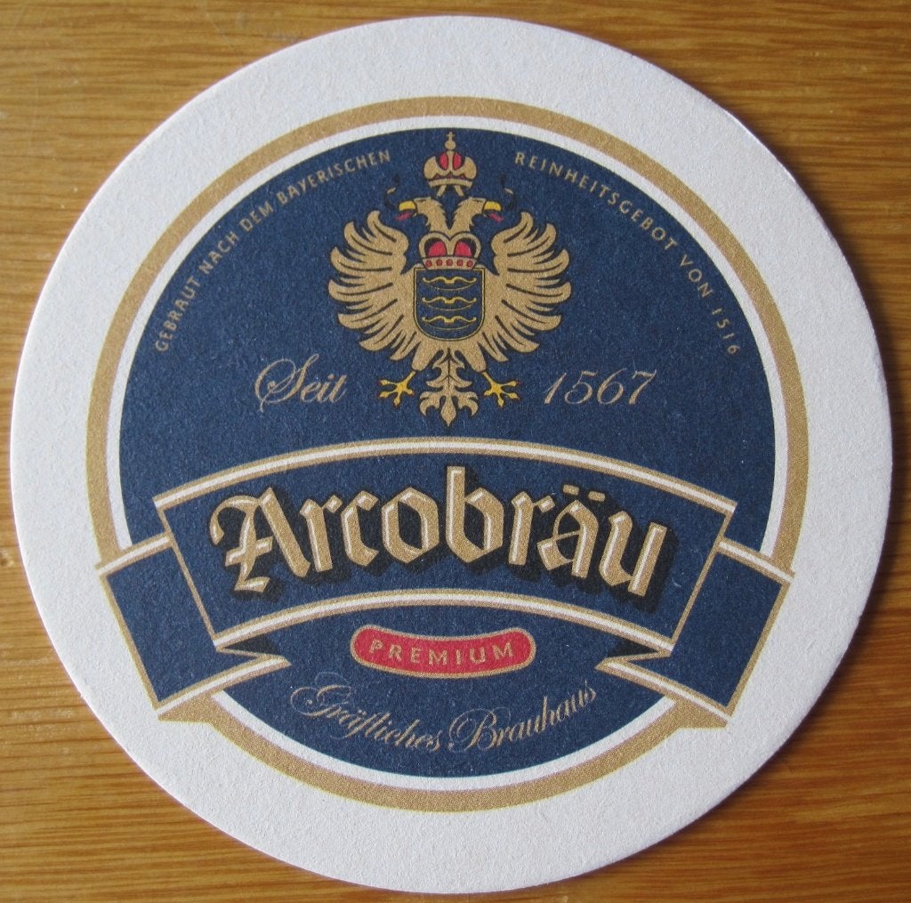 bierviltje van de brouwerij Arcobräu, Ophalen of Verzenden, Zo goed als nieuw, Viltje(s), Overige merken