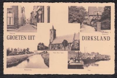 Groeten uit Dirksland - Kaai - 5 Luik / Sparo, Ophalen of Verzenden, 1940 tot 1960, Ongelopen, Zuid-Holland