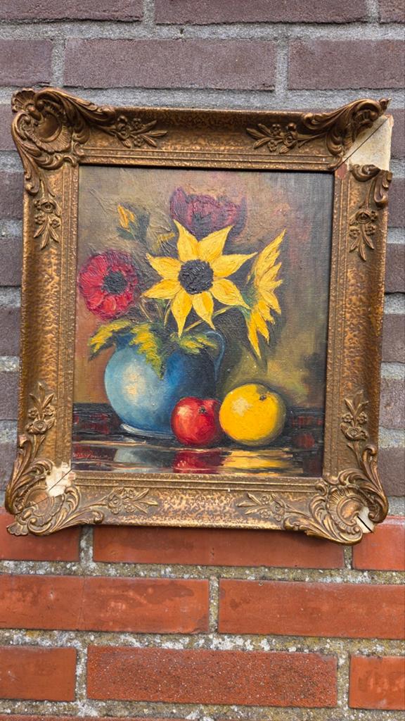 Mooi oude schilderij olie verf 38 x 33, Antiek en Kunst, Kunst | Schilderijen | Klassiek, Ophalen of Verzenden