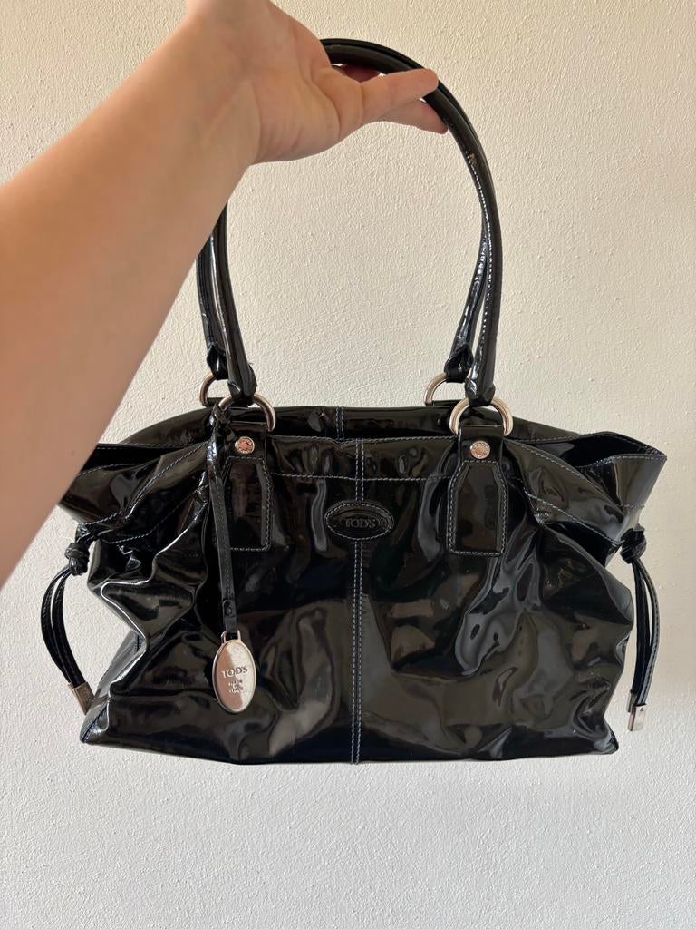 Vintage Tod's handtas - Zwart lakleer, Ophalen of Verzenden, Zo goed als nieuw, Zwart, Handtas