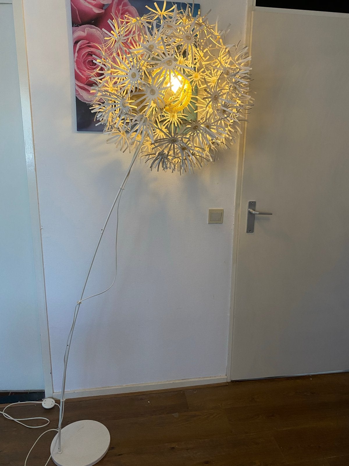 Vintage IKEA Maskros staande lamp "Paardenbloem" 2013, Huis en Inrichting, Lampen | Vloerlampen, Ophalen, Kunststof, Gebruikt