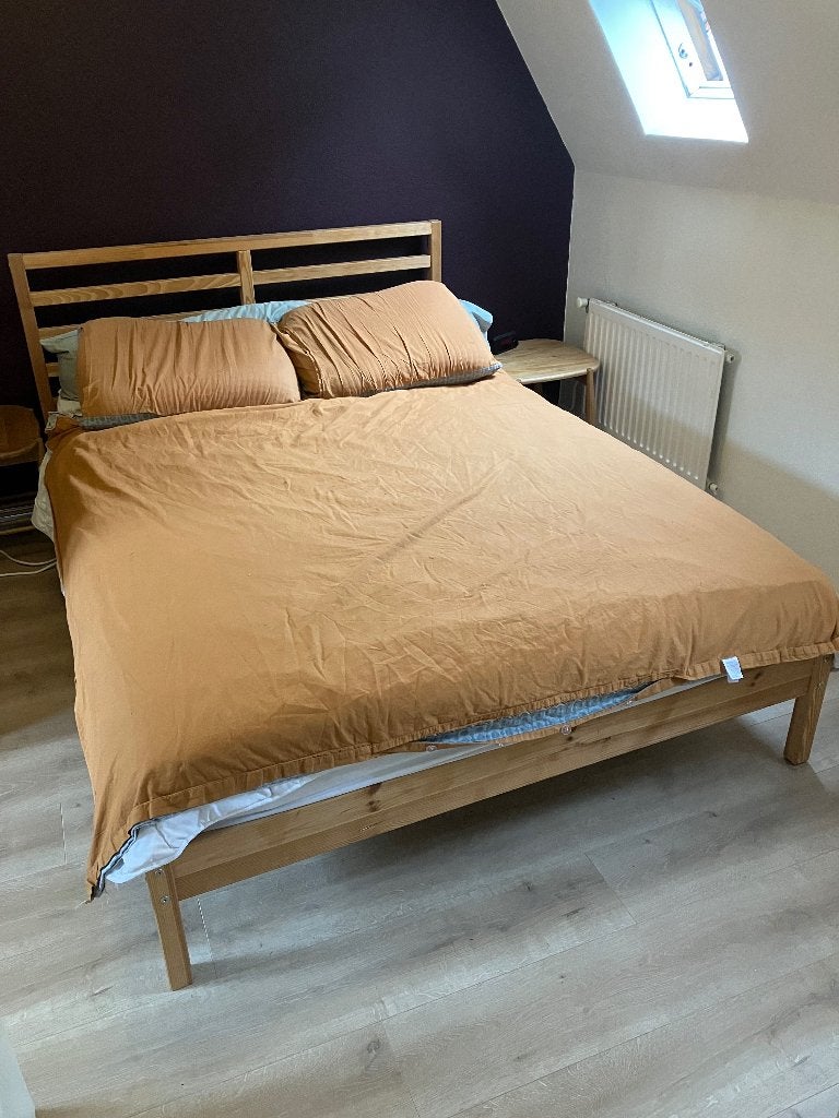 IKEA Tarva bed en matras, Ophalen, Gebruikt, Wit, 140 cm