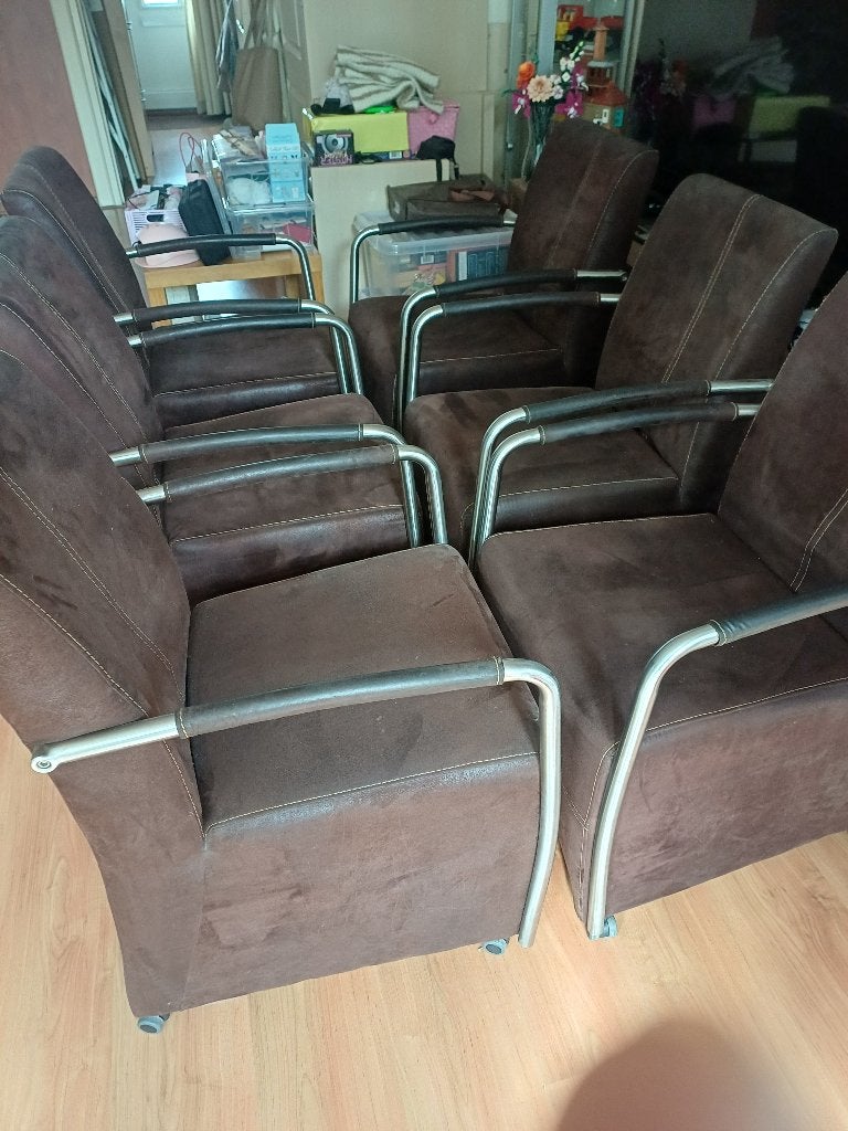 Eetkamer stoelen, Ophalen, Gebruikt, Bruin, Zie foto's