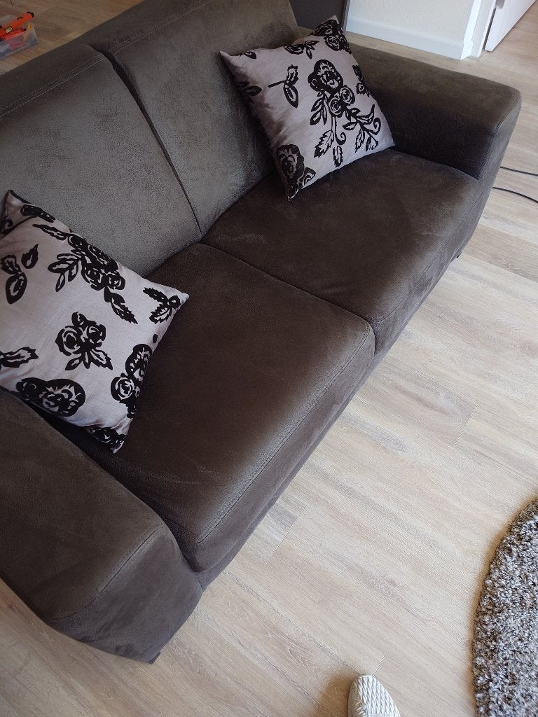 2,5 zitsbank Pantini Microleder Antraciet Grijs, Overige materialen, Tweepersoons, 75 tot 100 cm, Zo goed als nieuw