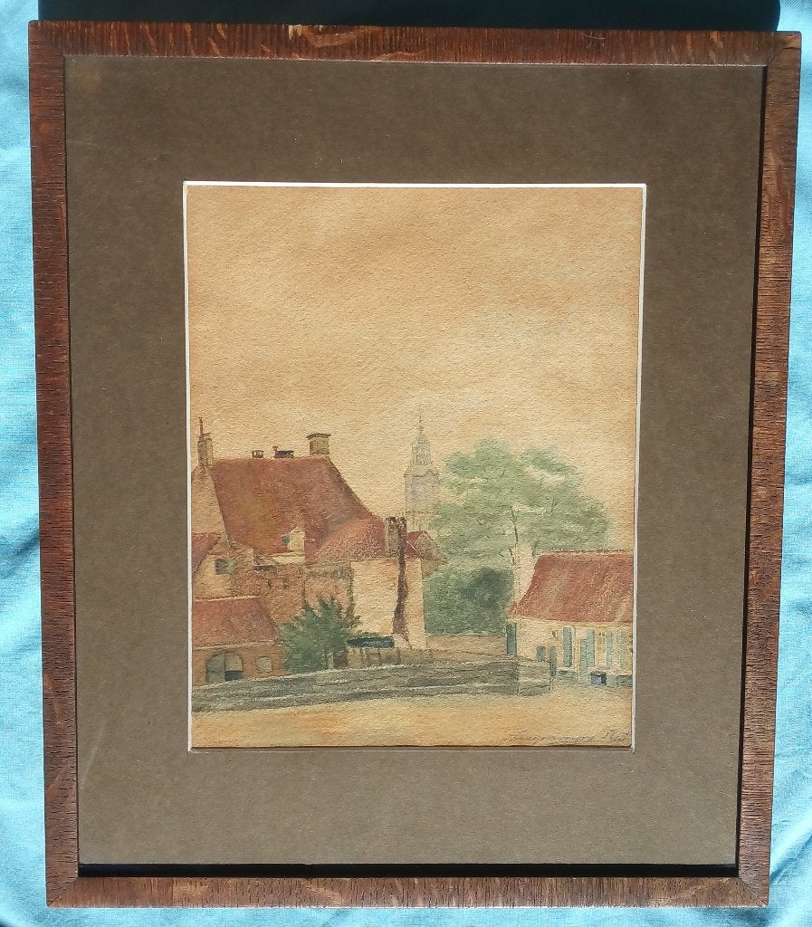 AQUAREL 1868 TEMPELMANS PLAT 1850-1916 GESIGNEERD INGELIJST, Verzenden