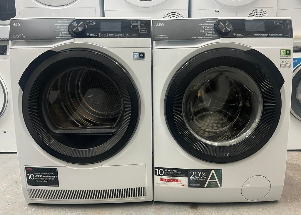 AEG LR86CB86 Wasmachine 8KG & AEG TR86CBC86 droger 8KG, 6 tot 8 kg, Ophalen of Verzenden, Zo goed als nieuw, 85 tot 90 cm
