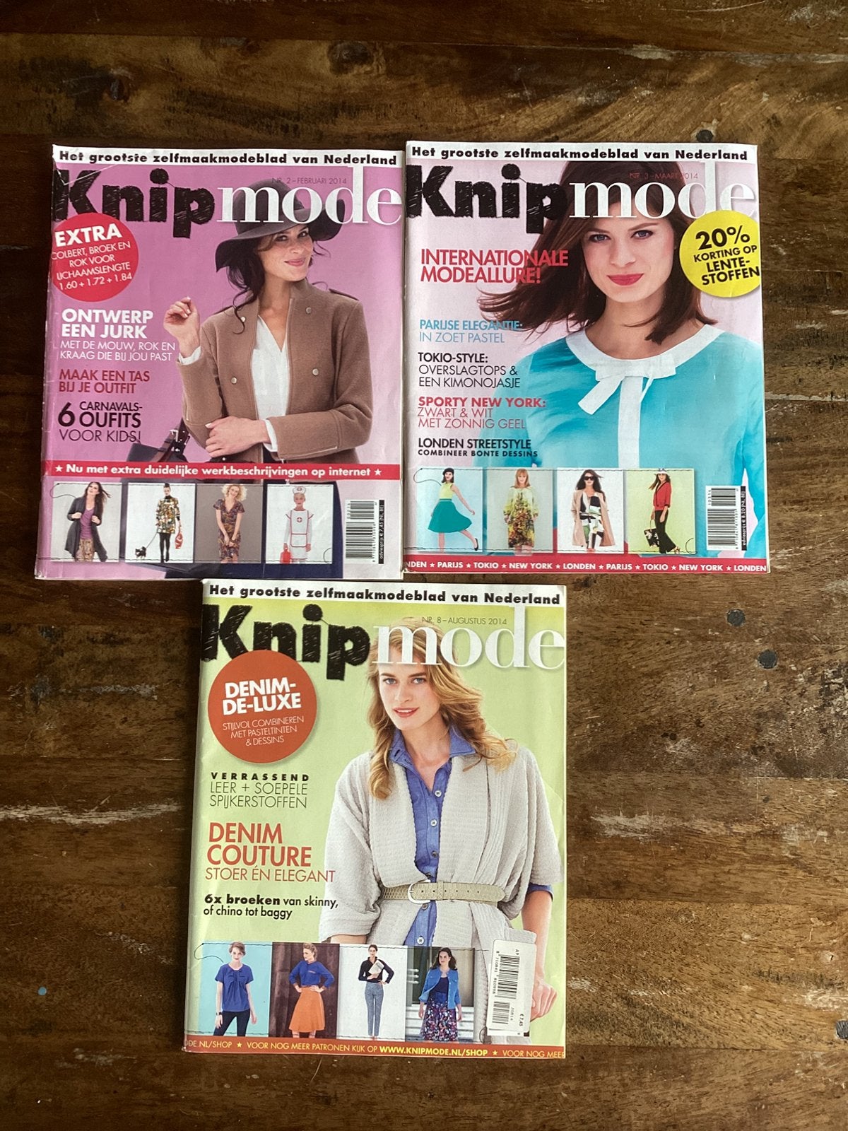 Knipmode naaitijdschriften, 2,3 en 8 2014., Hobby en Vrije tijd, Kledingpatronen, Ophalen of Verzenden, Zo goed als nieuw, Vrouw