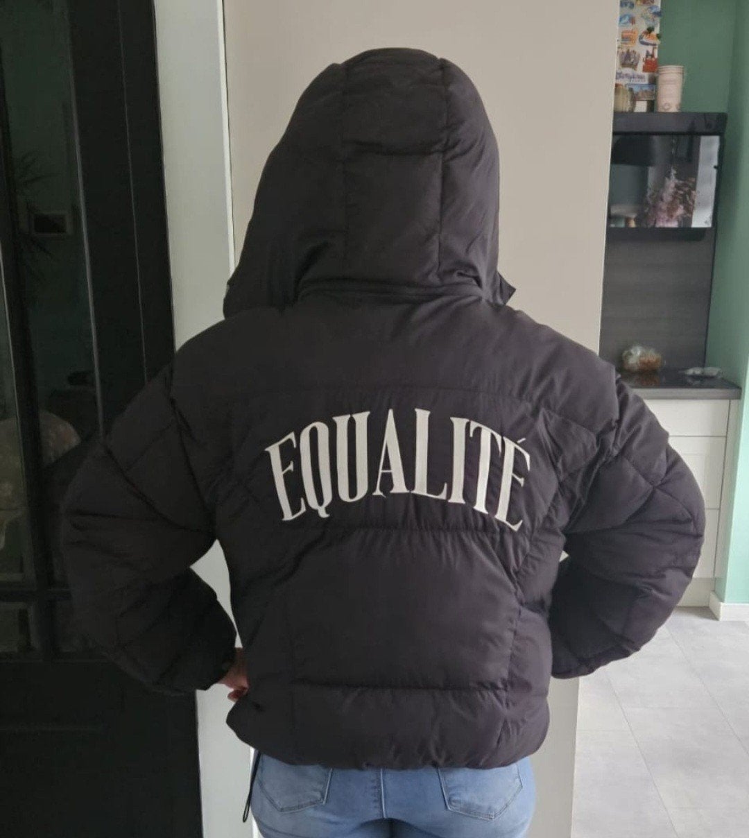 EQUALITÉ Pufferjack met capuchon - Maat M, Kleding | Heren, Ophalen of Verzenden, Zo goed als nieuw, Zwart