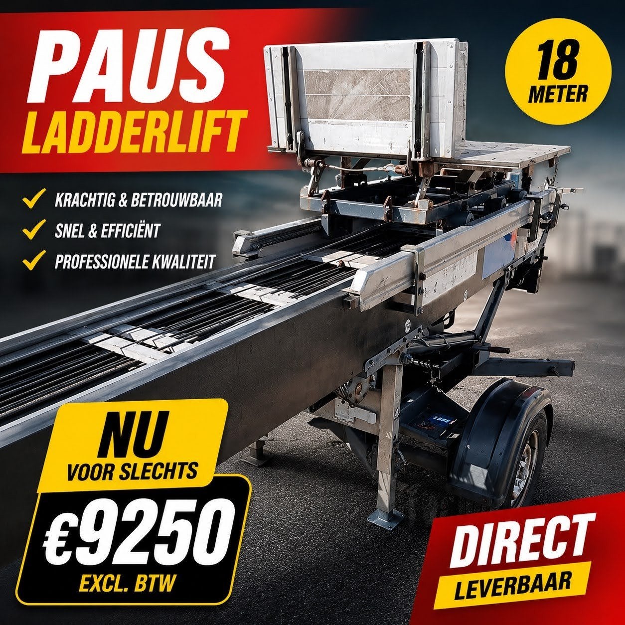 Paus Ladderlift 18m Verhuislift/Pannenlift  € 9.250 excl., Ophalen, Zo goed als nieuw, Bouwlift