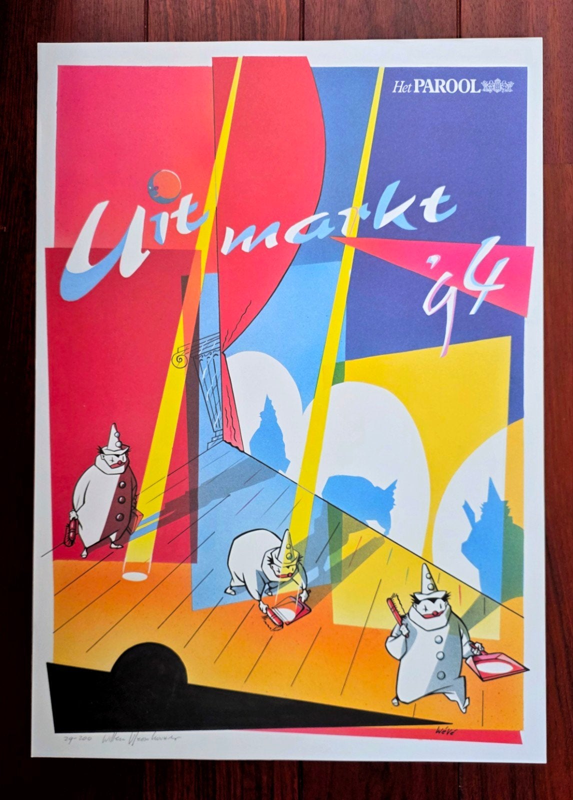 Willem Vleeschouwer" (Wévé) "Uitmarkt '94" Het Parool, Personages en Fantasiefiguren, Genummerd, Offsetdruk, Ophalen of Verzenden