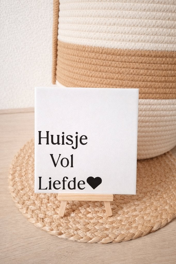 Tegel / tegeltje met tekst Huisje vol liefde hart, Handgemaakt, 15 cm, Tegeltje, Nieuw