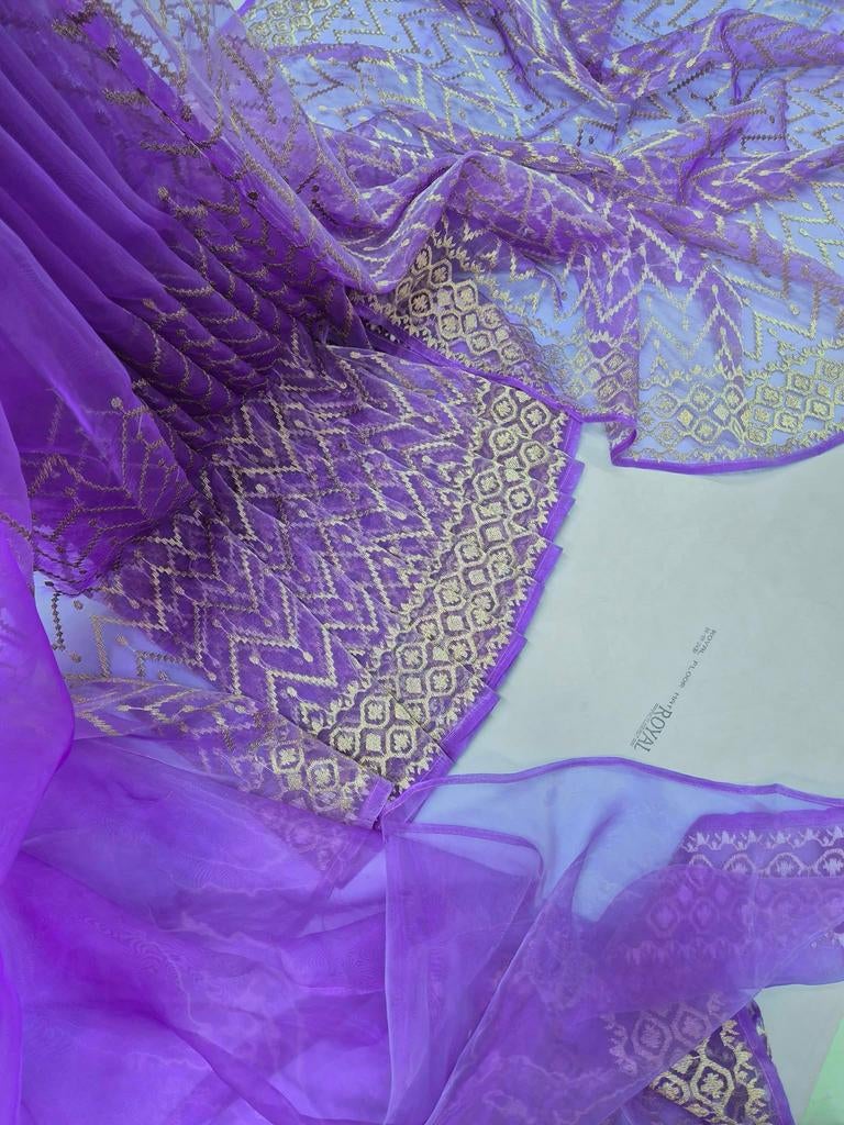 Prachtige paarse Indiase sari zonder blouse, Ophalen of Verzenden, Nieuw