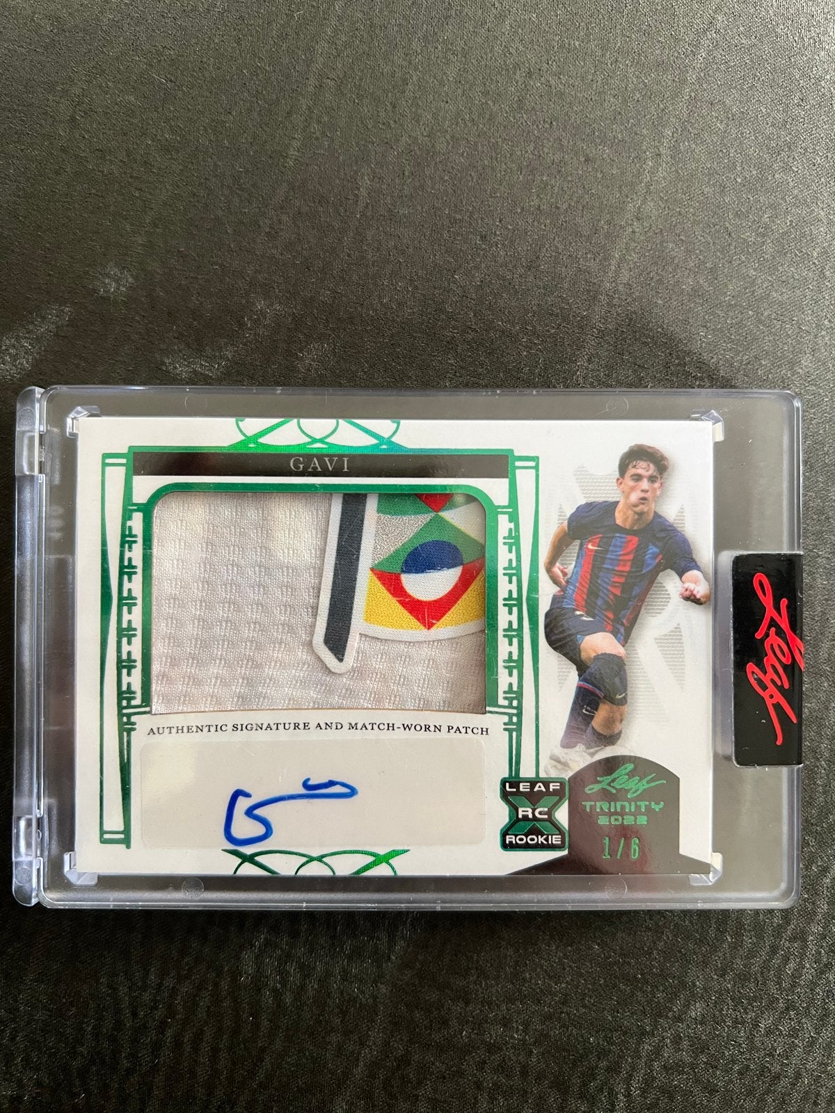 Gavi Rookie Patch Auto /6 - 2022 Leaf Trinity Voetbalkaart, Ophalen of Verzenden, Nieuw, Buitenlandse clubs, Spelerskaart