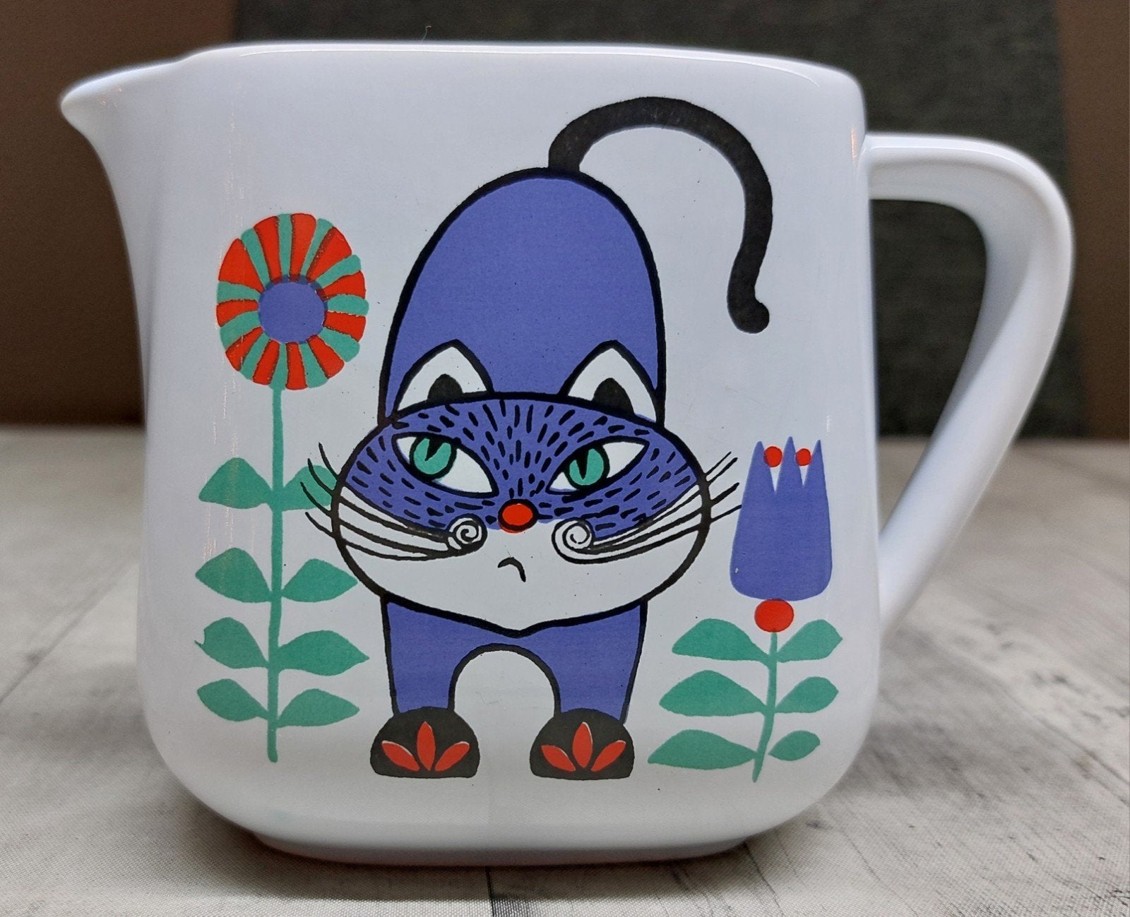 Grumpy Cat keramiek melkkannetje. Vintage., Ophalen of Verzenden, Zo goed als nieuw, Porselein