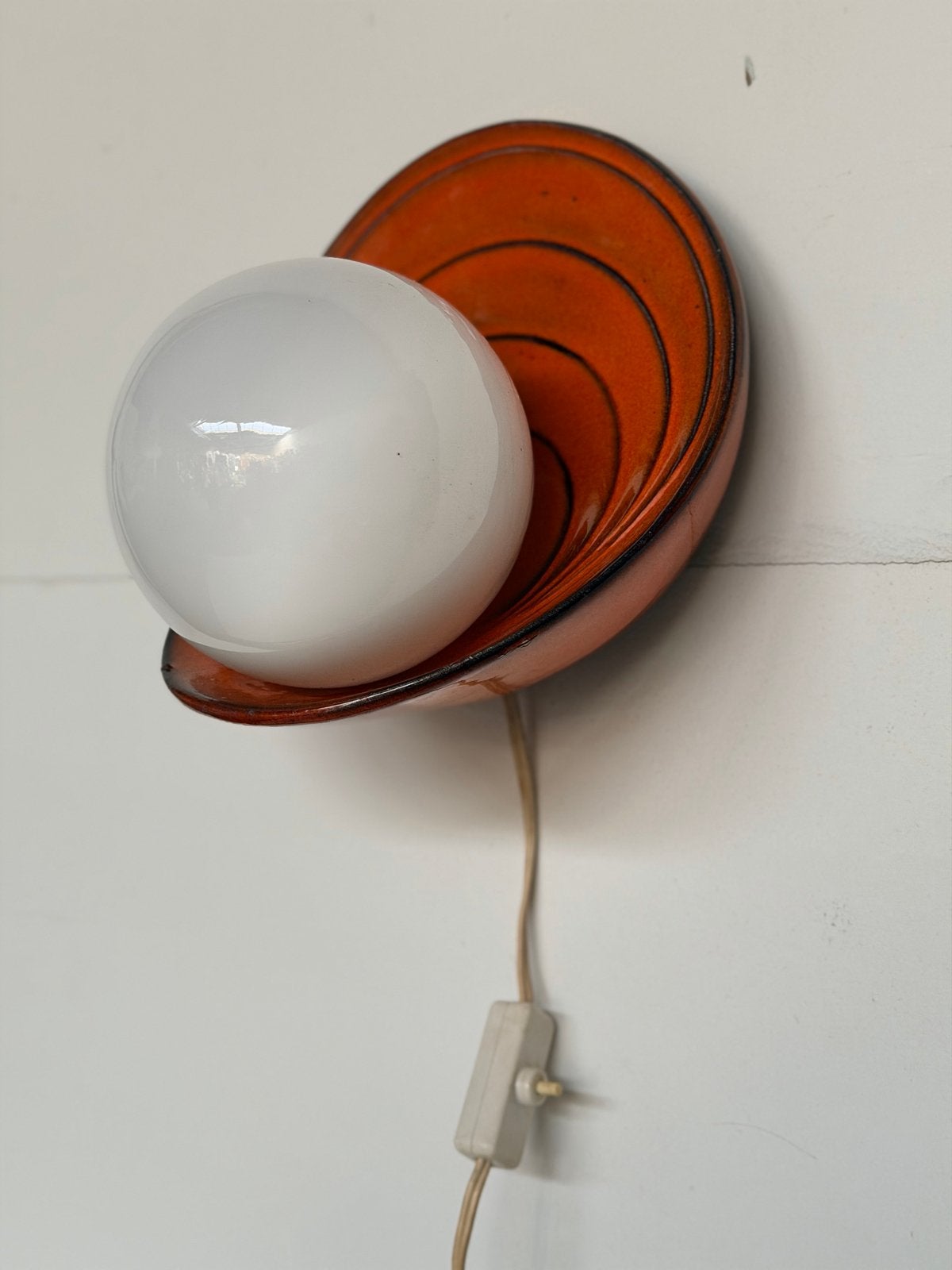 Vintage West Germany Wandlamp - Oranje Keramiek, Antiek en Kunst, Ophalen of Verzenden