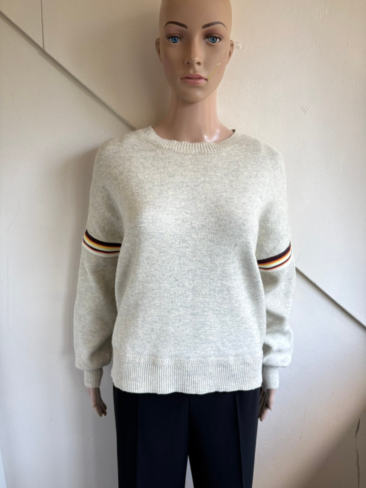 Isabel Marant Kaori sweater maat M 40 grijs bies geel oranje, Ophalen of Verzenden, Zo goed als nieuw, Maat 38/40 (M), Grijs