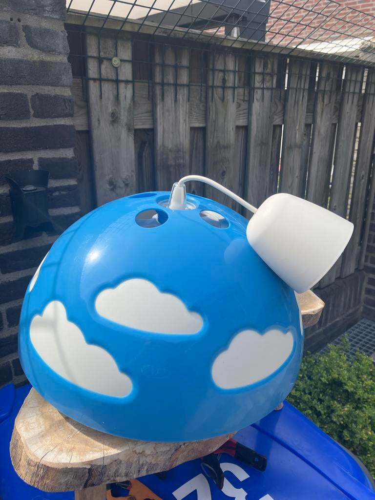 Kinderlamp blauw met wolken - Plafondlamp, Ophalen of Verzenden, Zo goed als nieuw