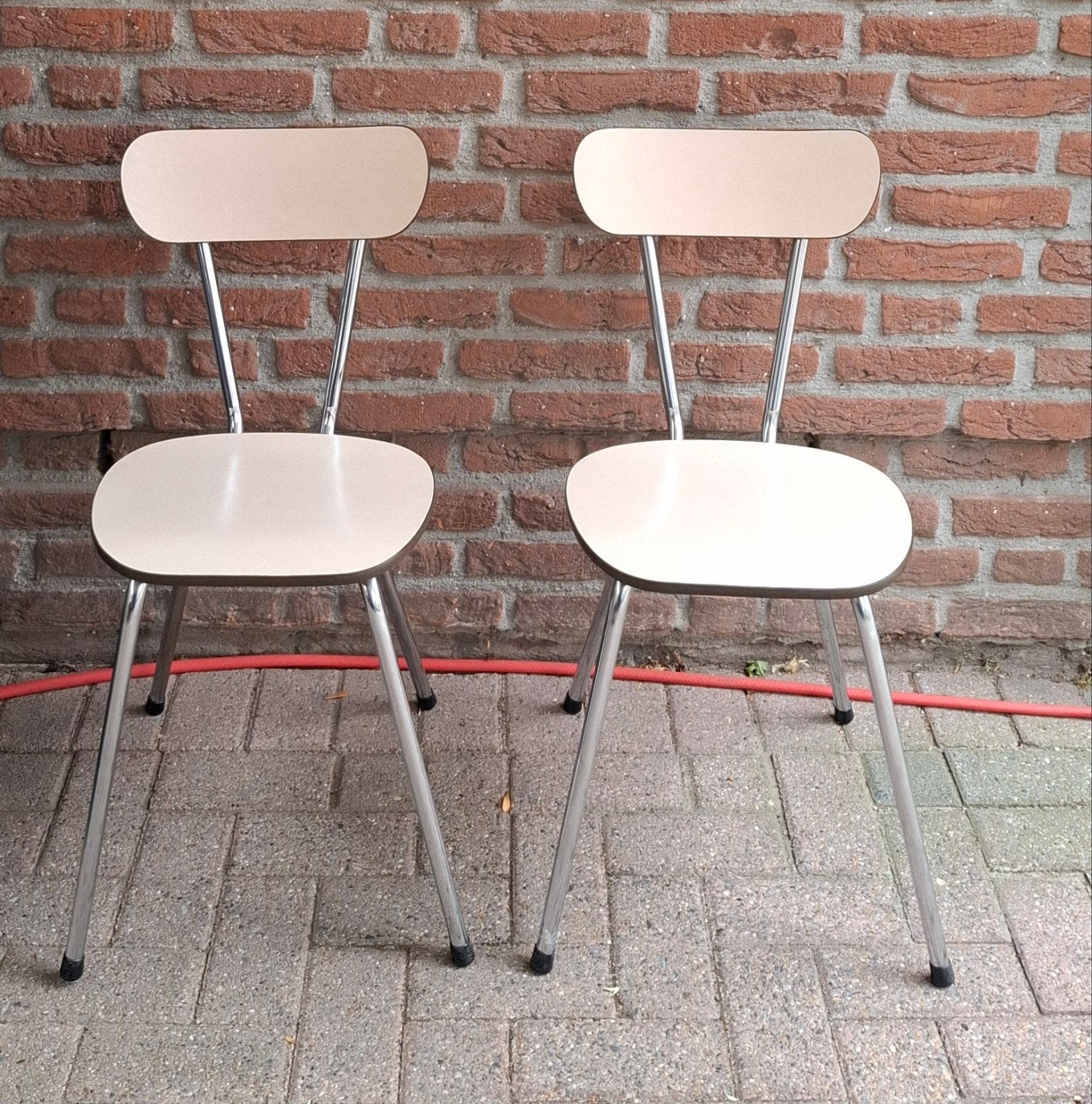 4 Brabantia stoelen, jaren '60 vintage, crème/chroom, Ophalen
