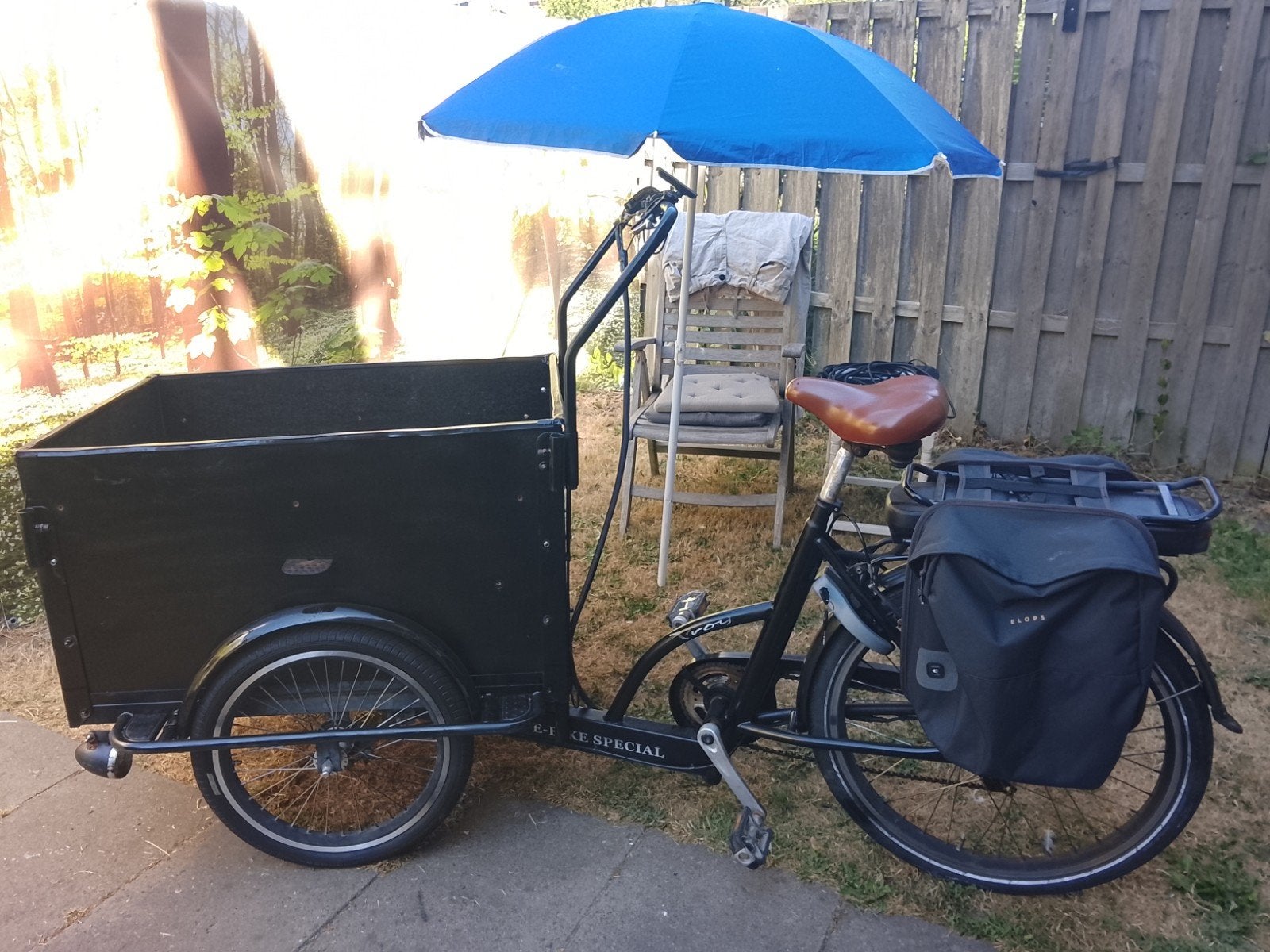Troy  voque elektrische Bakfiets, Fietsen en Brommers, Fietsen | Bakfietsen, Goederen, Huif, Zo goed als nieuw, Trommelrem