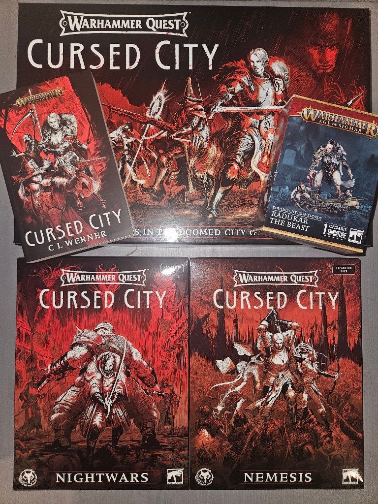 Warhammer Quest: Cursed City + uitbreidingen & extra's, Hobby en Vrije tijd, Ophalen, Zo goed als nieuw, Warhammer