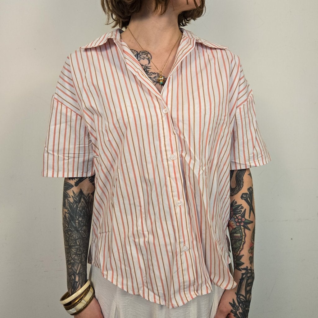 Calvin Klein Wit Gestreepte Blouse Dames S, Wit, Ophalen of Verzenden, Zo goed als nieuw, N.v.t