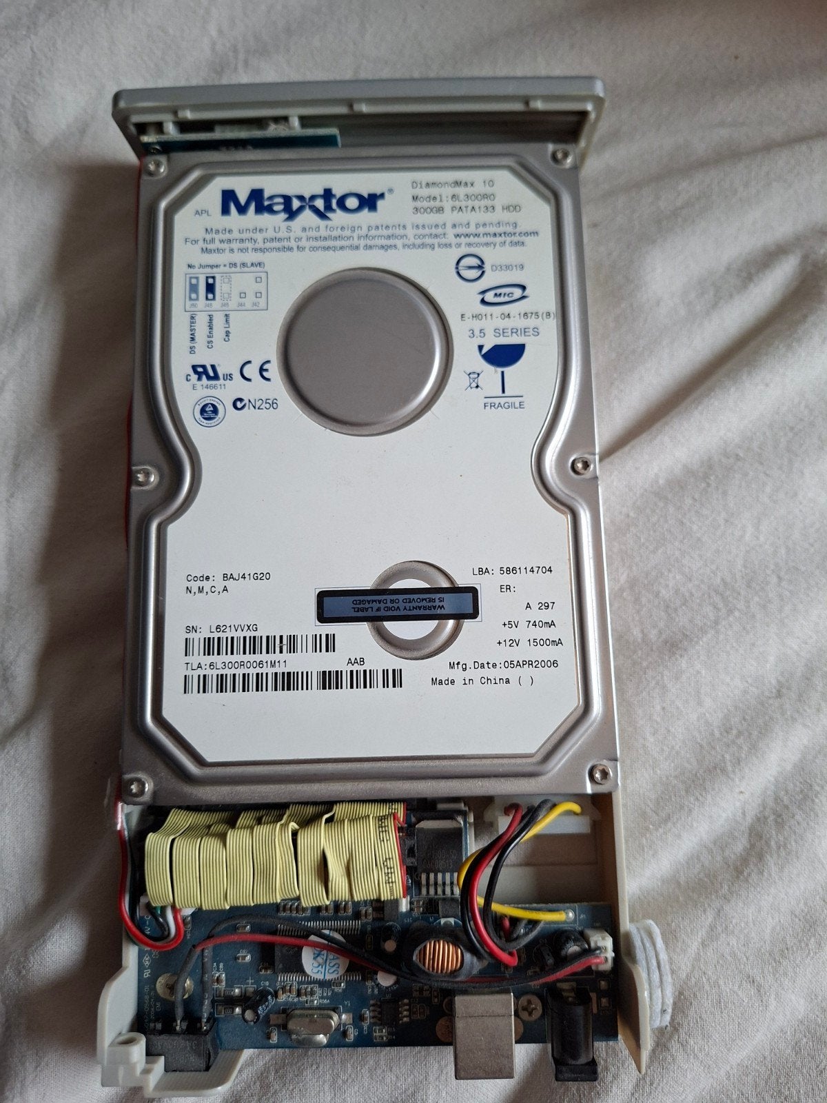 Maxtor DiamondMax 10 300GB PATA HDD in externe behuizing, Maxtor, Gebruikt, HDD, Ophalen of Verzenden