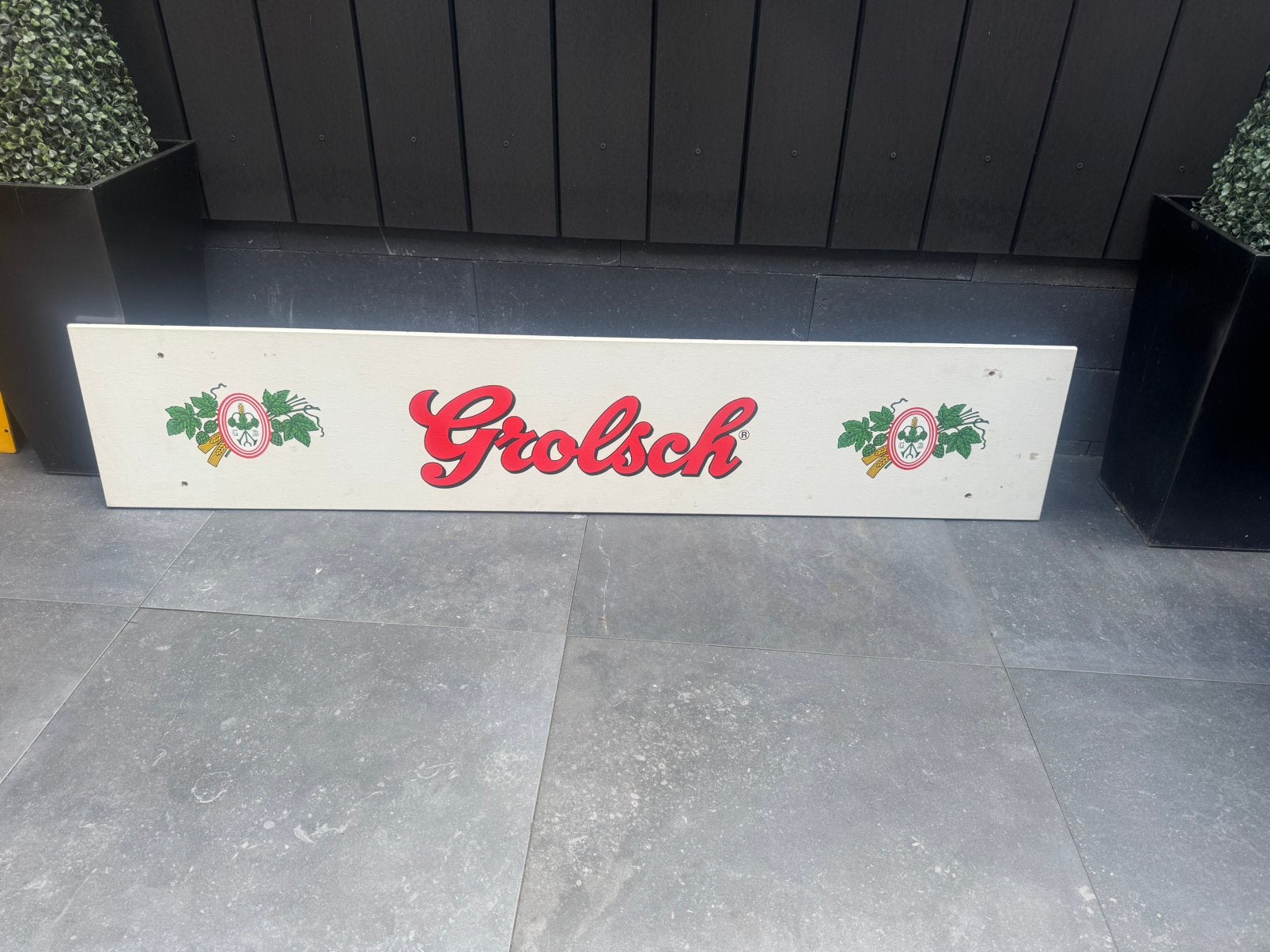 Grolsch bord, Ophalen, Zo goed als nieuw, Reclamebord, Plaat of Schild, Grolsch