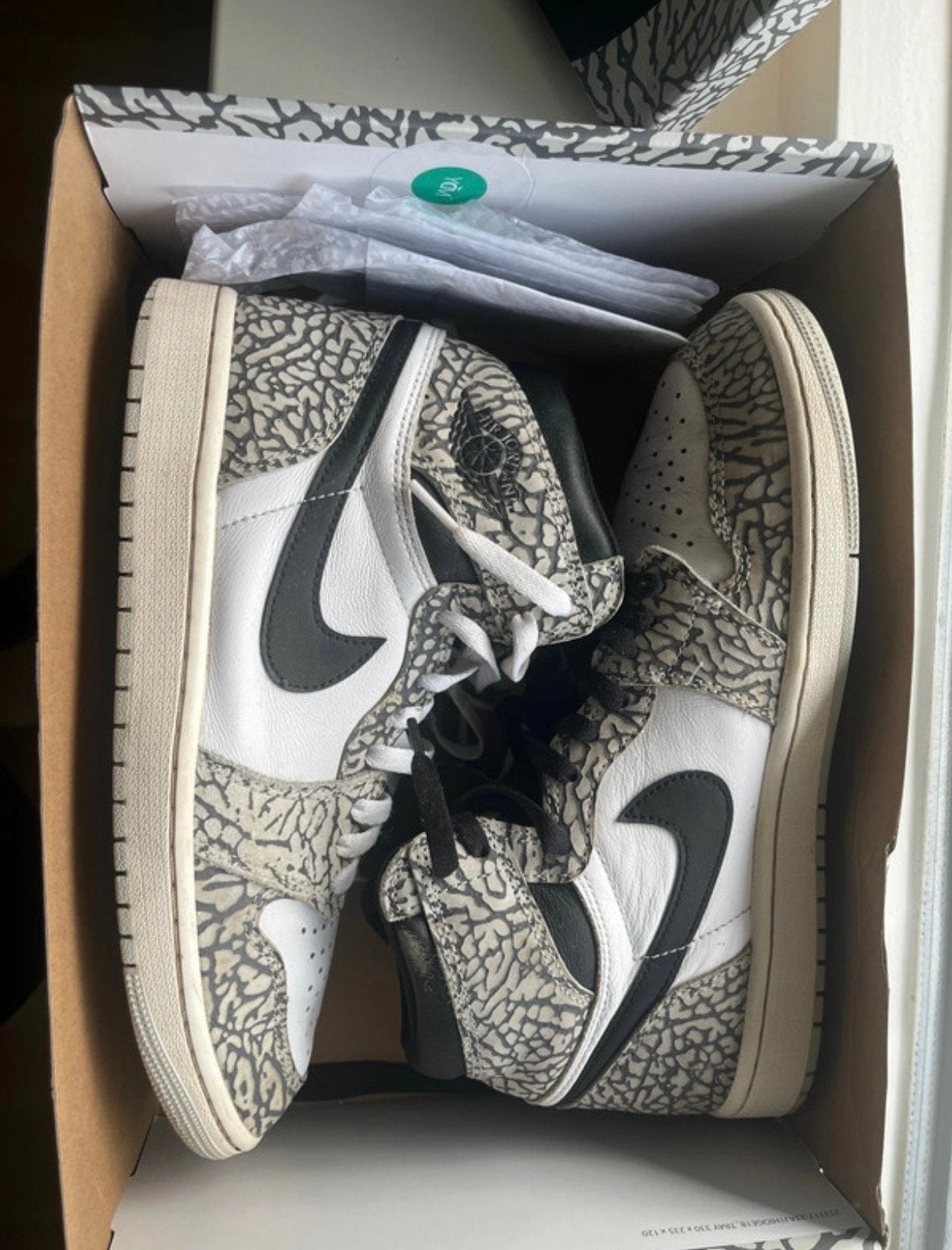 Nike Air Jordan 1 Retro High OG Elephant Print, Ophalen of Verzenden, Zo goed als nieuw, Wit, Sneakers of Gympen