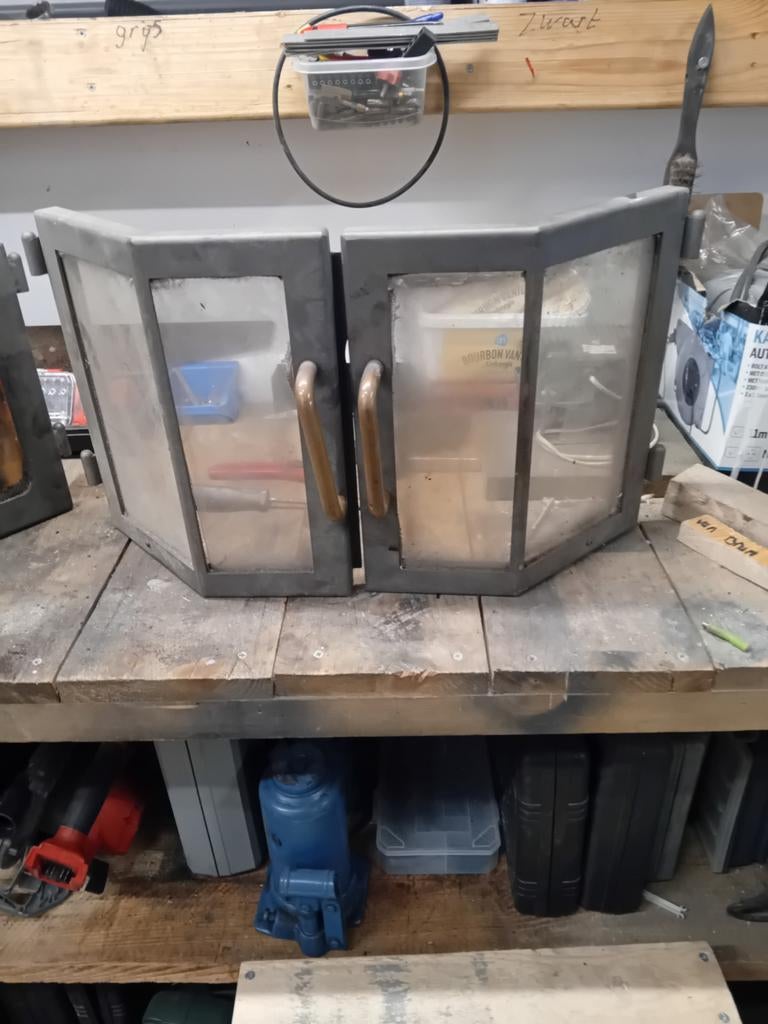 Barabas deuren met glas voor haard, Huis en Inrichting, Ophalen, Gebruikt, Inbouwhaard, Houthaard