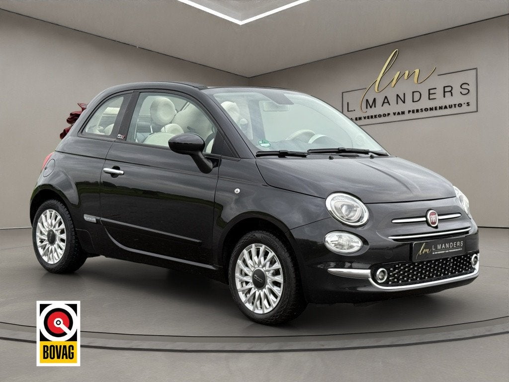 Fiat 500C 1.2 Lounge 2020 ZWART | Cabriolet | Apple CarPlay, Auto's, Keurmerk '100% Onderhouden', Gebruikt, 4 cilinders, Cabriolet