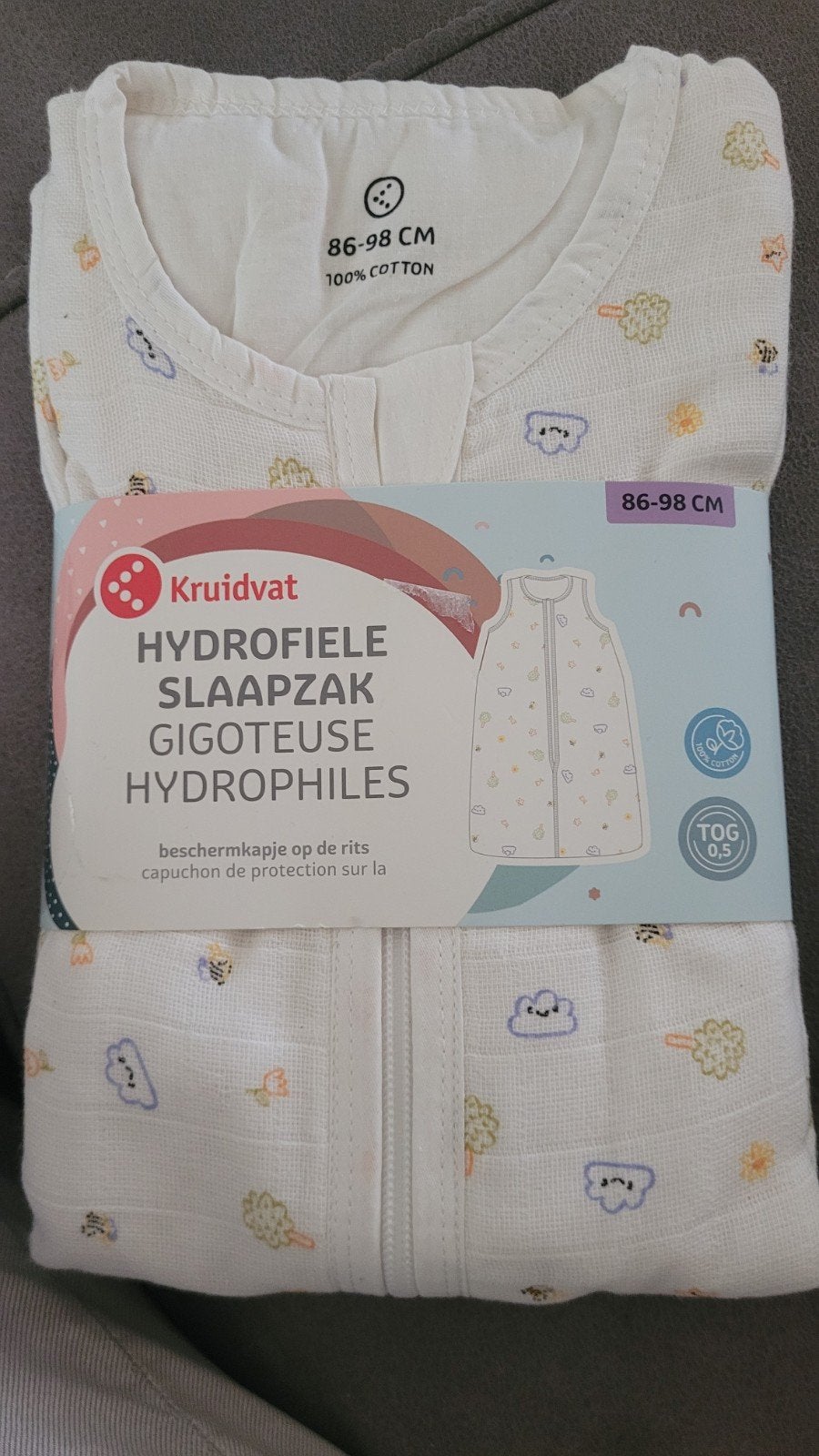 Kruidvat Hydrofiele Slaapzak 86-98 cm - Nieuw, Ophalen of Verzenden, Ademend, Wit, Slaapzak