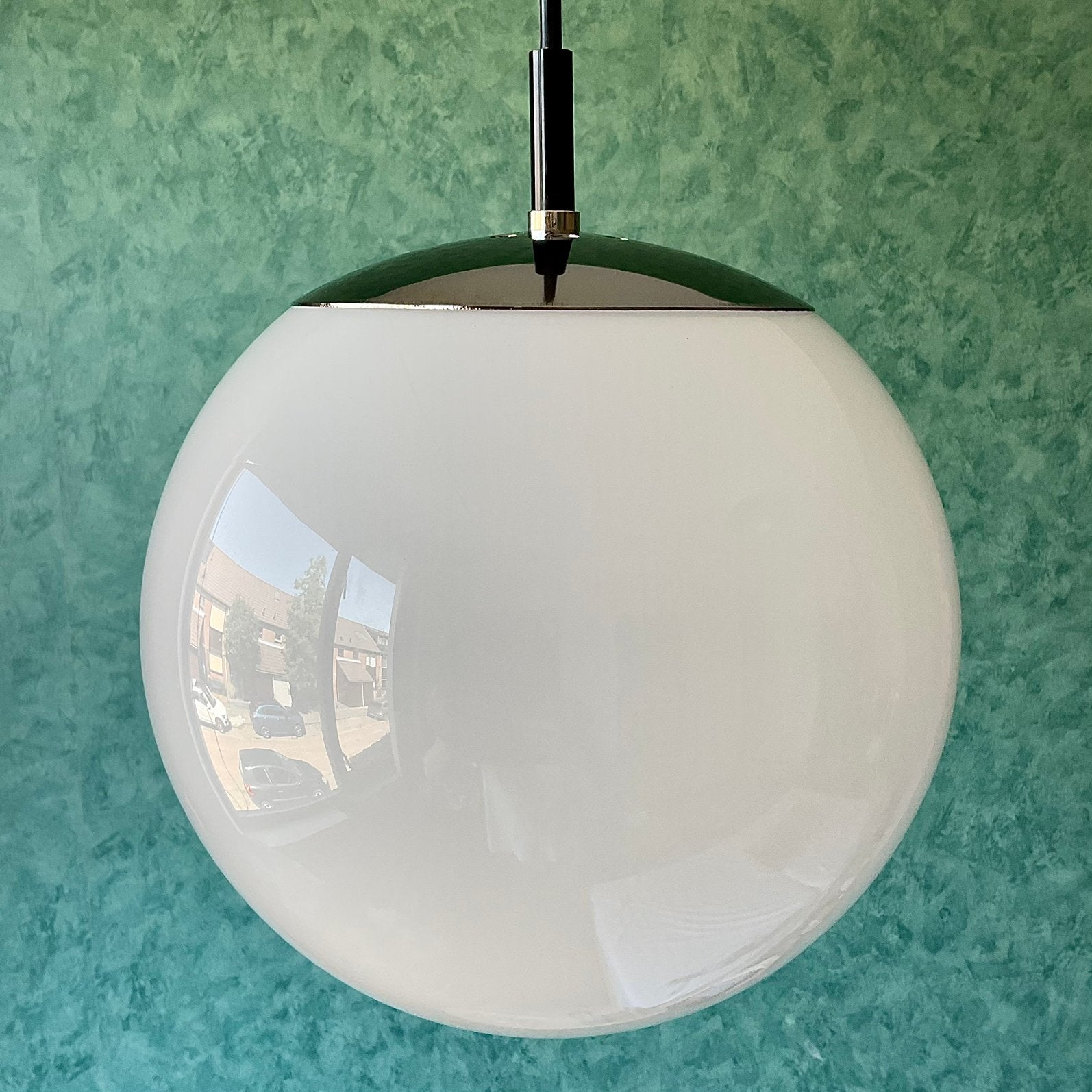 Vintage 70’s RAAK Ochtendnevel Hanglamp B-1152. Ø 25CM, 25 cm, Ophalen of Verzenden, Zo goed als nieuw, Glas