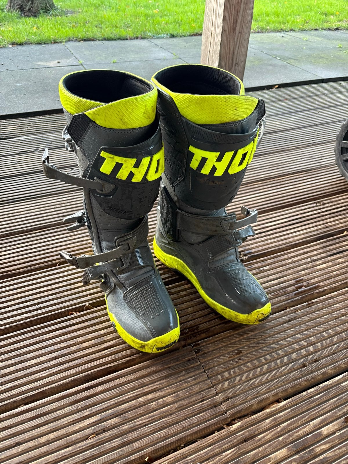 THOR Motorcross Laarzen - Grijs/Neon Geel, Motoren, Ophalen of Verzenden, Tweedehands, Heren, Laarzen