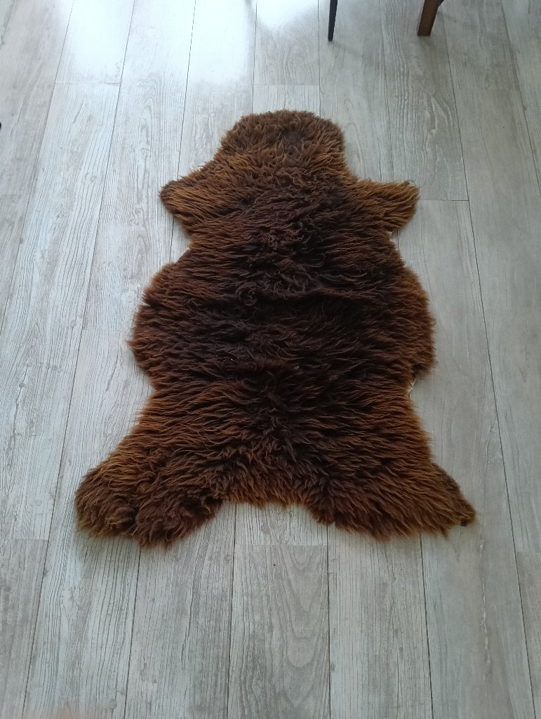 Bruine schapenvacht, Ophalen, Gebruikt, 100 tot 150 cm, 50 tot 100 cm