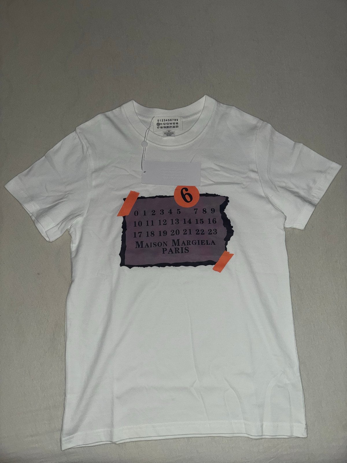Maison Margiela T-shirt met print - Maat S kinder maat, Ophalen, Wit, Nieuw, Korte mouw