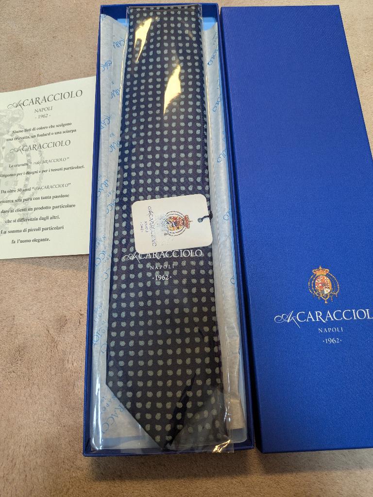 Caracciolo zijden stropdas, Blauw, Nieuw, Ophalen of Verzenden, Met patroon