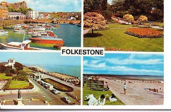 Ansichtkaart	Folkestone (Engeland)	4-luik, Verzenden, 1960 tot 1980, Gelopen, Engeland