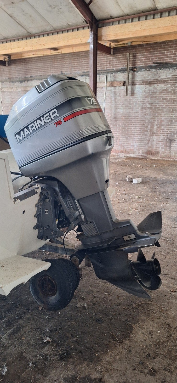 Mariner 75 pk 2-takt buitenboordmotor met autolube, Watersport en Boten, Ophalen, Gebruikt, Met afstandsbediening, 30 pk of meer