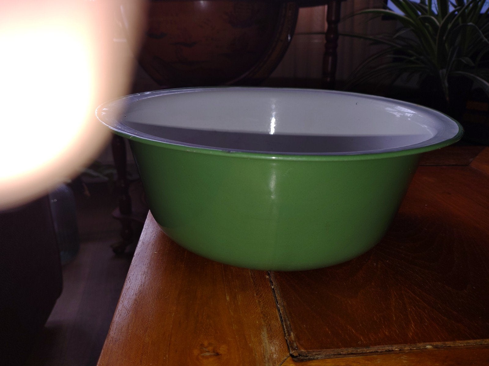 Vintage Groene Emaille Schaal - 26 cm, Antiek en Kunst, Antiek | Emaille, Ophalen of Verzenden
